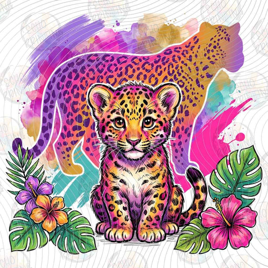 CATG 121 - COLORFUL LEOPARD CUB ART