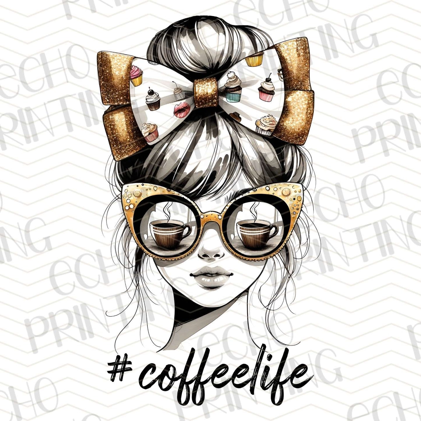 CFE 58 - COFFEE LIFE GIRL WITH BOW