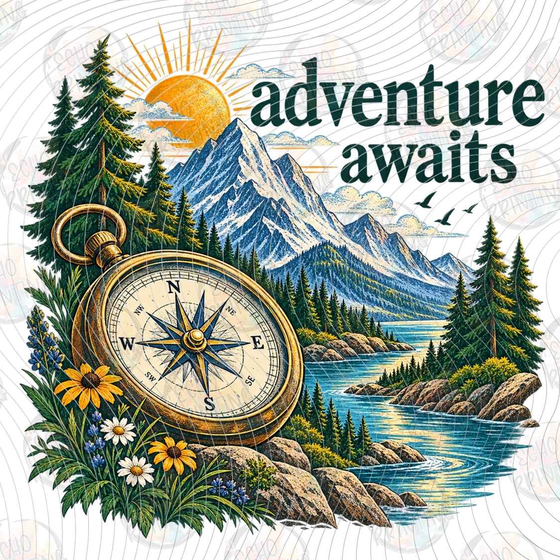 CMPG 117 - ADVENTURE AWAITS COMPASS ART