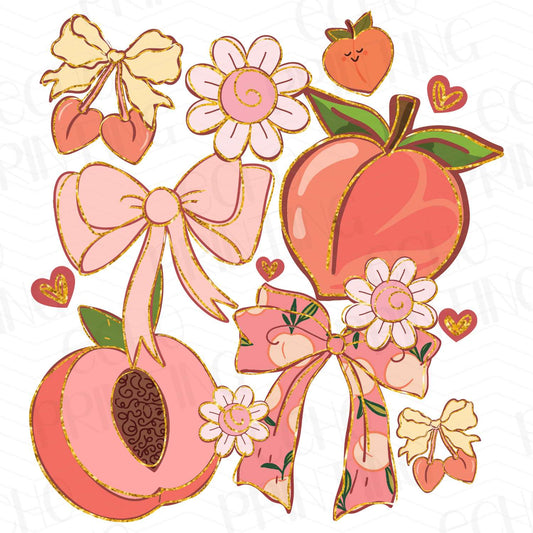 COGR 10 - STRAWBERRY PEACH FLORAL BOWS