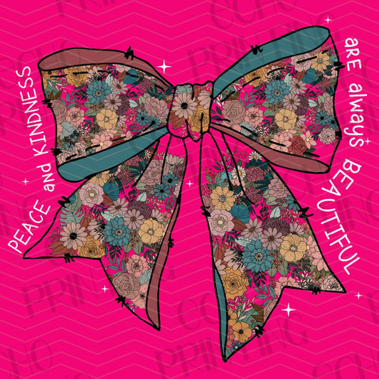 COGR 19 - PEACE KINDNESS COURAGE FLORAL BOW