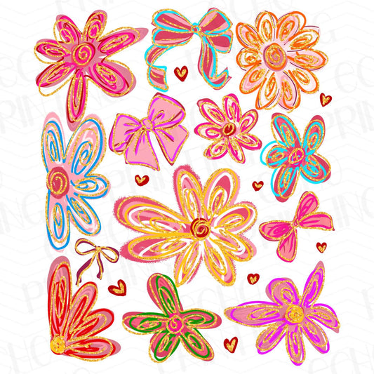 COGR 2 - FLOWER DOODLE PINK AND ORANGE