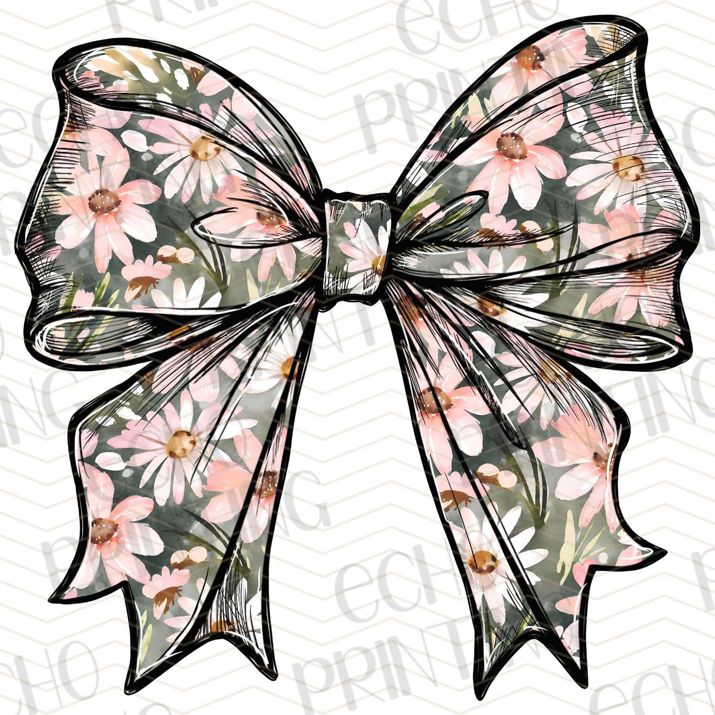 COGR 38 - PINK FLORAL BOW WITH BUTTERFLIES