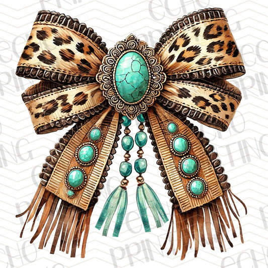 COGR 43 - TURQUOISE WESTERN LEOPARD BOW