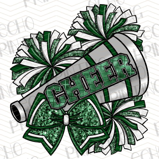 DCNG 16 - GREEN GLITTER POM AND MEGAPHONE