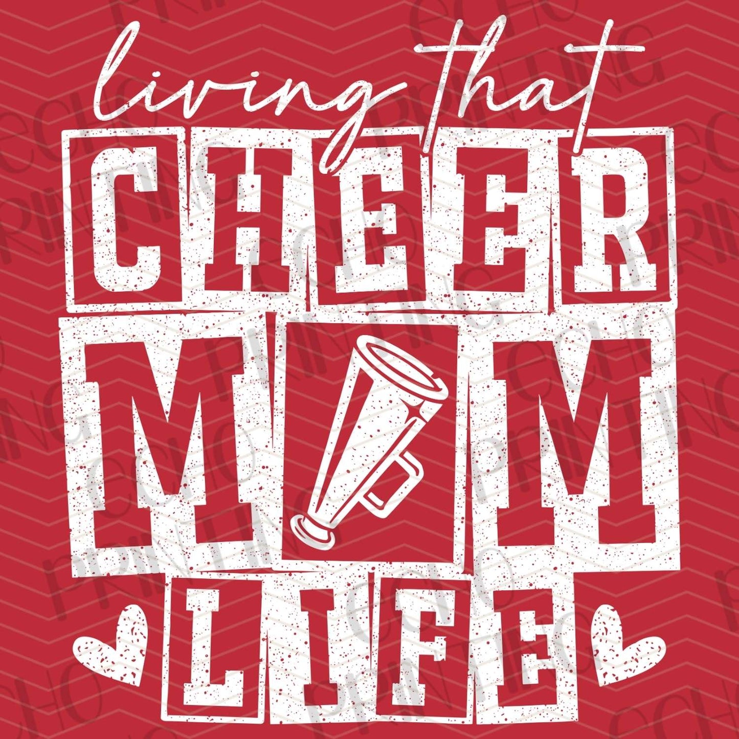 DCNG 1 - LIVING THAT CHEER MOM LIFE WHITE