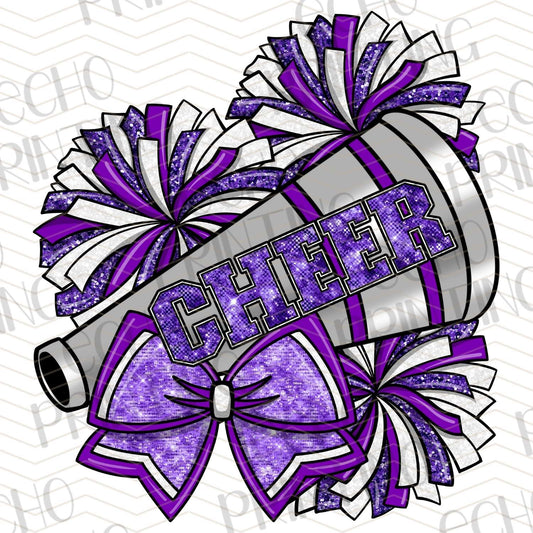 DCN 25 – PURPLE GLITTER POM AND MEGAPHONE