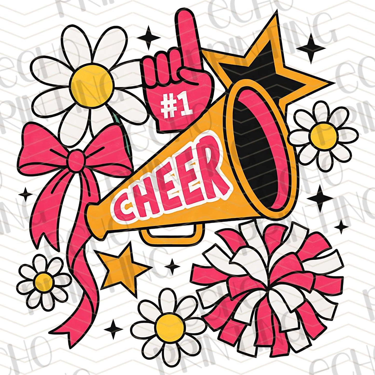 DCNG 4 - RETRO FLOWERS WITH BOWS AND MEGAPHONE
