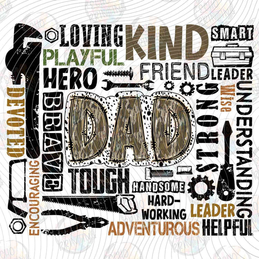 DGU 368 - DAD WORD ART WHITE