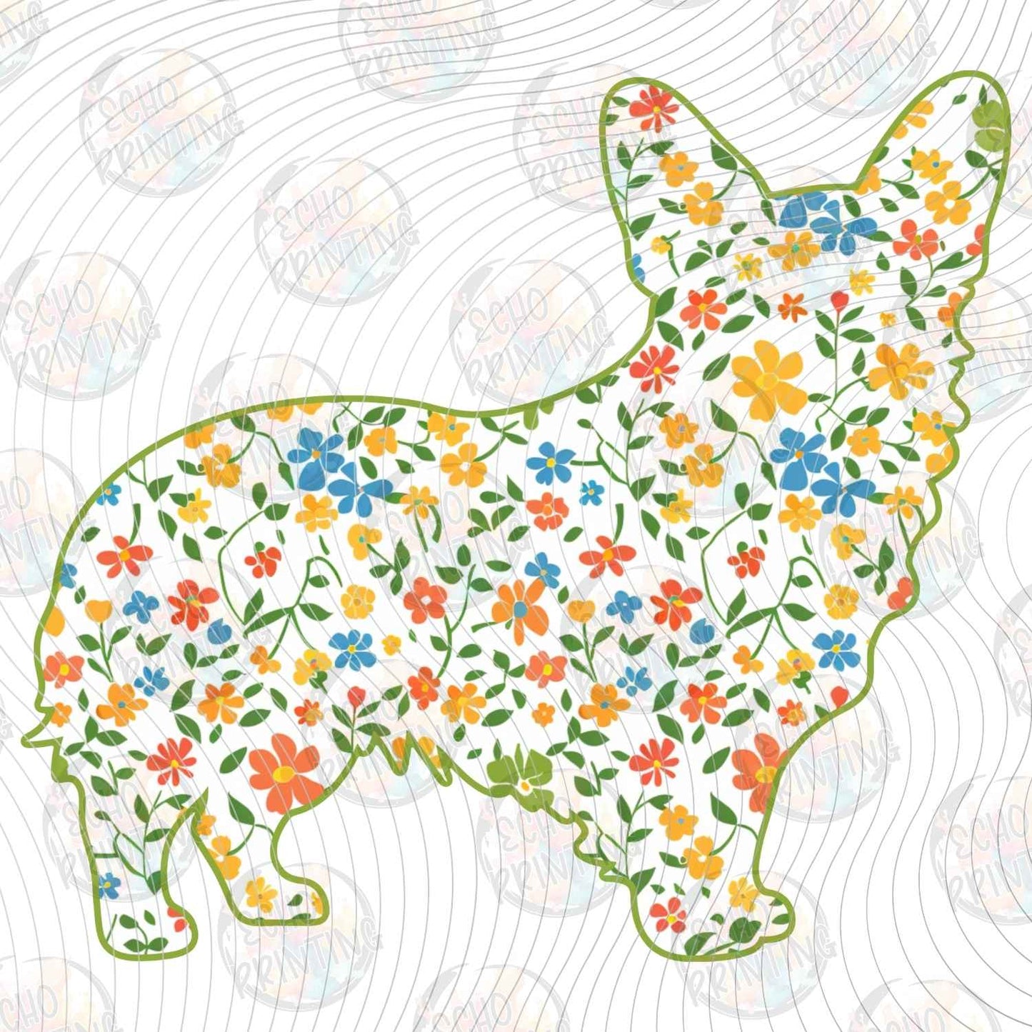 DOG 126 - FLORAL CORGI SILHOUETTE