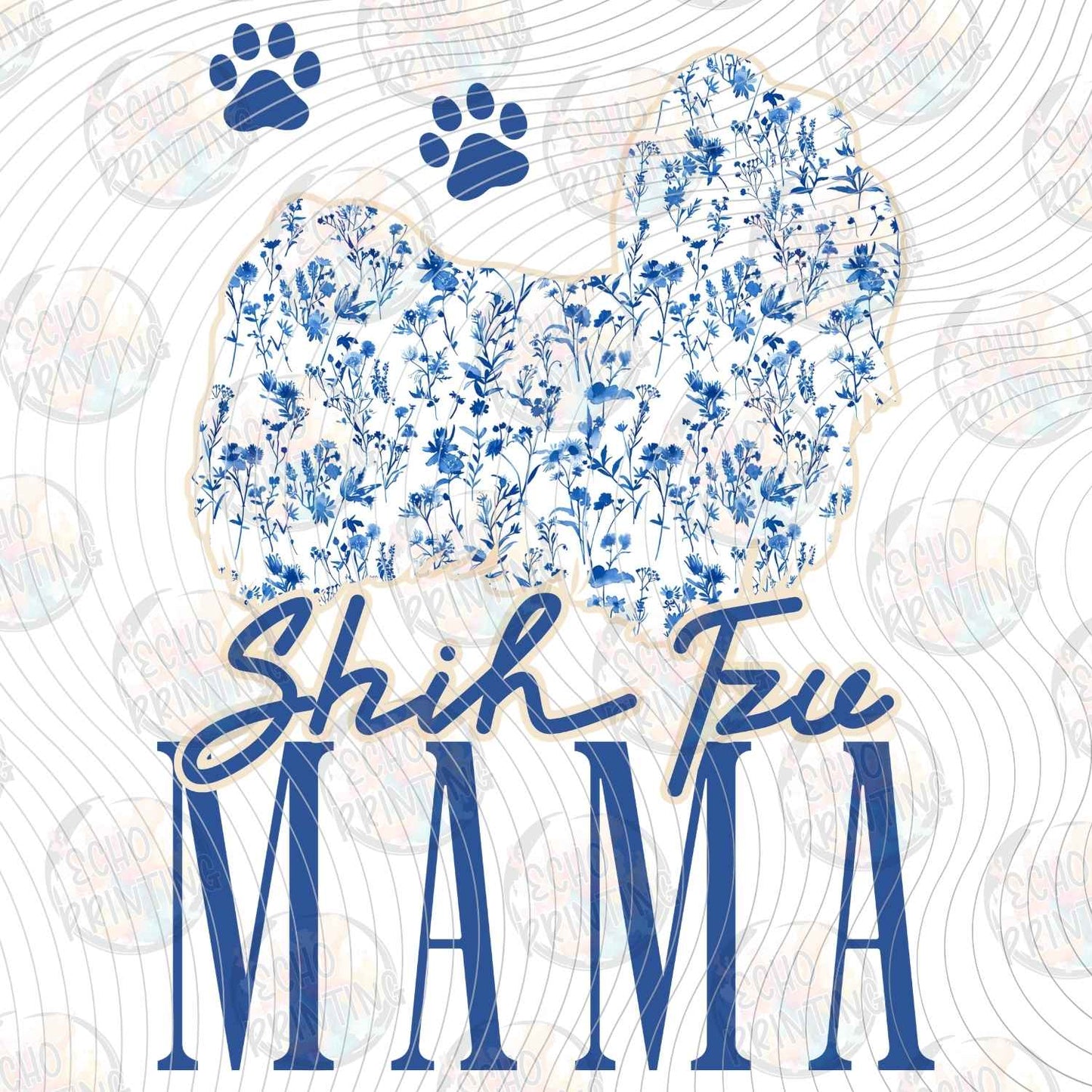 DOG 145 - SHIH TZU MAMA BLUE FLORAL