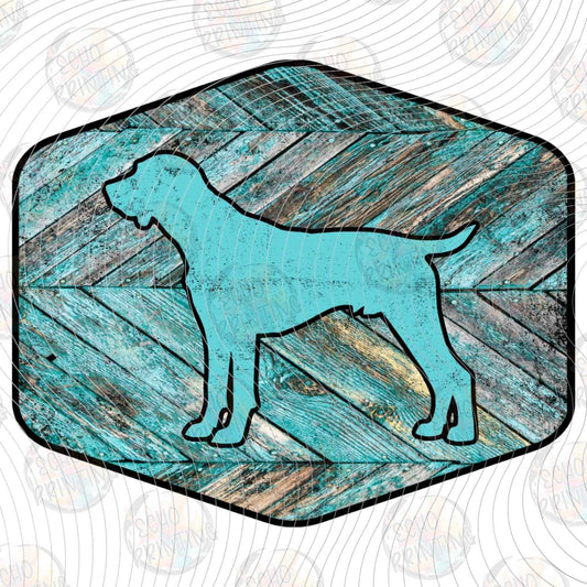 DOG 148 - POINTER SILHOUETTE BLUE WOOD
