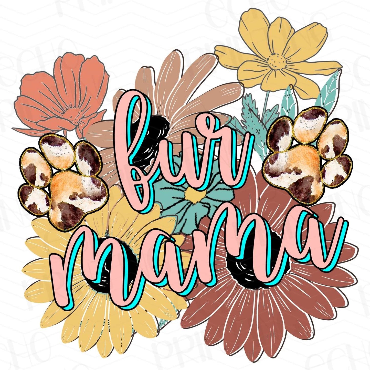 DG 35 - FUR MAMA WITH FLOWERS AND PUPS
