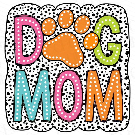 DG 37 - COLORFUL DOG MOM WITH PAW PRINT