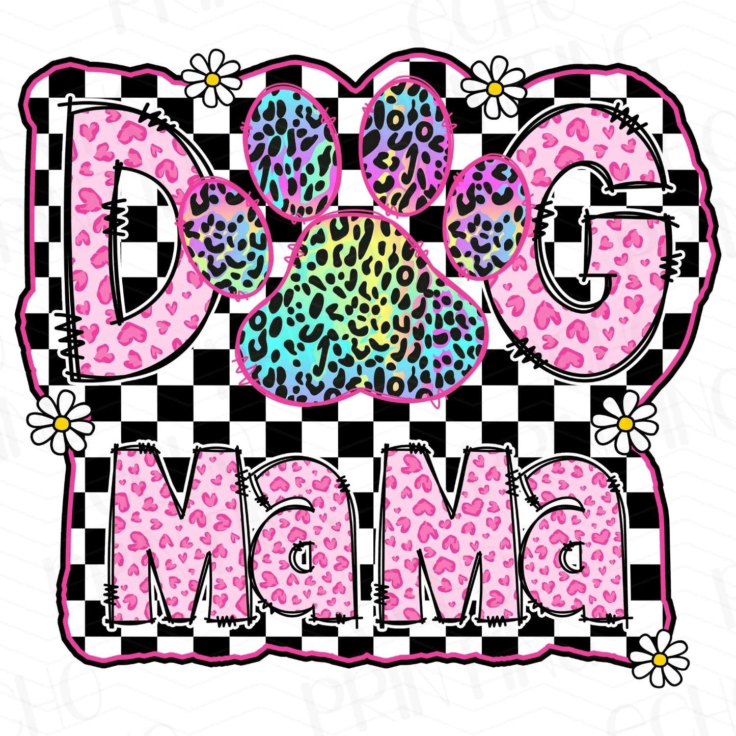 DG 45 - PINK CHECKERED DOG MAMA
