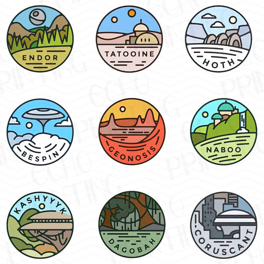 DSN 24 - PLANET TRAVEL STAMP BADGES