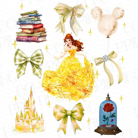 DSN 45 - BOOK LOVER PRINCESS WITH ROSES AND CASTLE