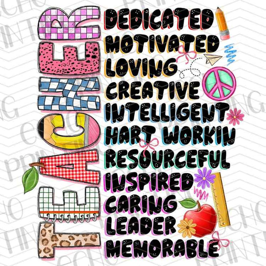 EDCTR 502 - DEDICATED MOTIVATED TEACHER VERTICAL TEXT