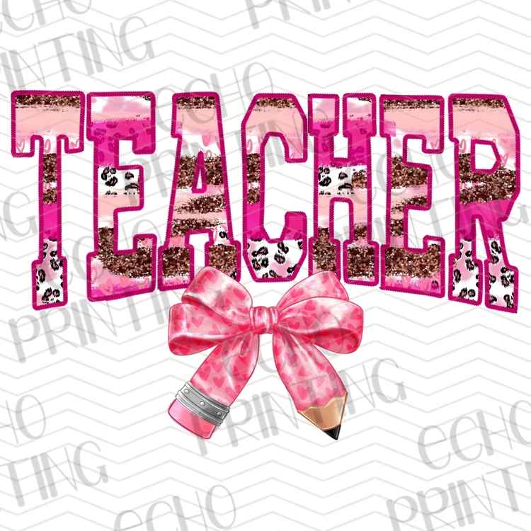 EDCTR 509 - TEACHER PINK PLAID WITH BOW