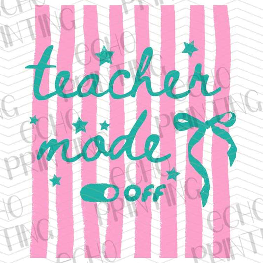 EDCTR 523 - TEACHER MODE ON OFF SWITCH TEAL STRIPES