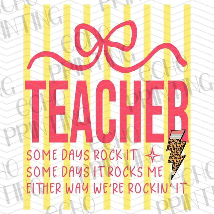 EDCTR 543 - TEACHER YELLOW STRIPES WITH BOW