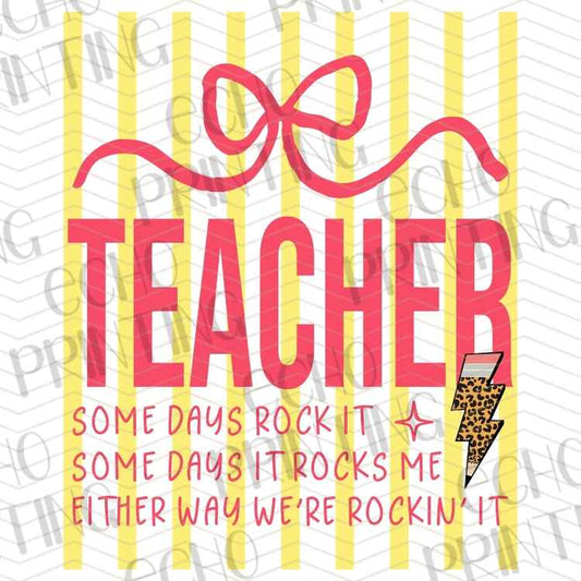 EDCTR 543 - TEACHER YELLOW STRIPES WITH BOW