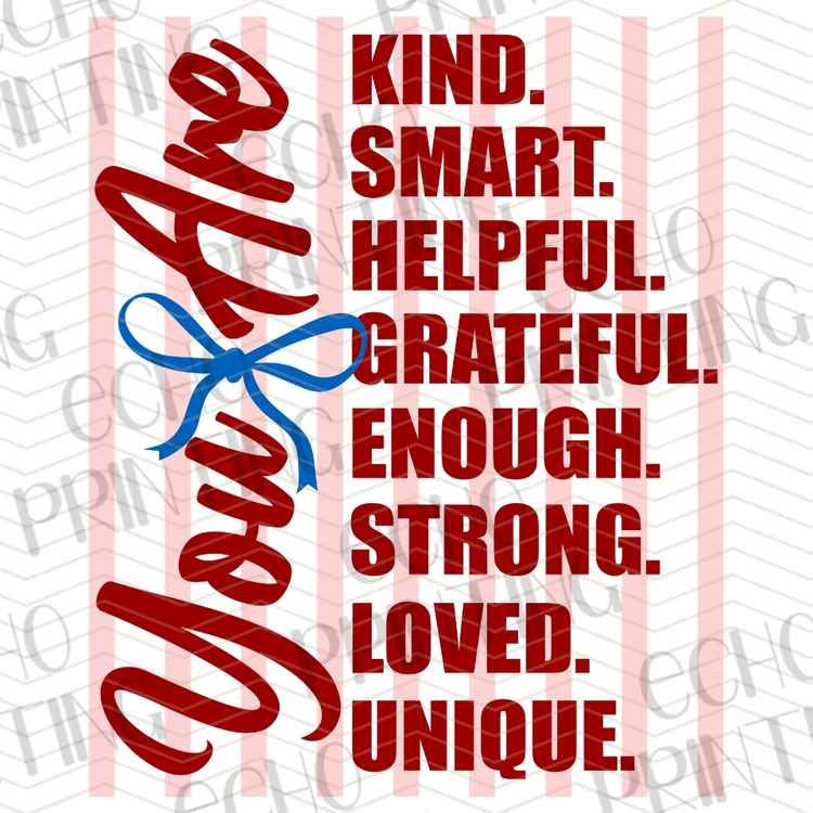 EDCTR 547 - YOU ARE KIND SMART HELPFUL RED AND BLUE