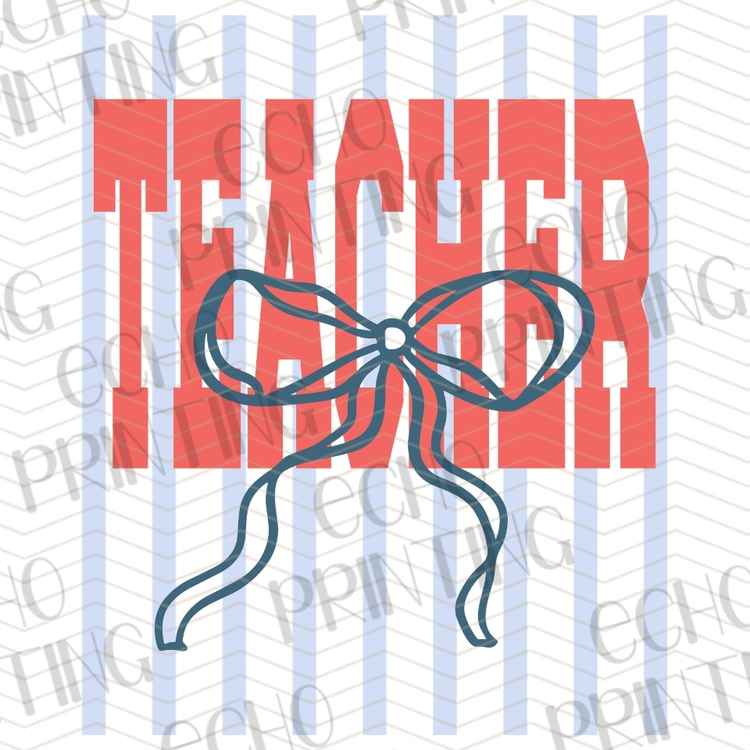 EDCTR 549 - TEACHER RED STRIPES WITH BLUE BOW