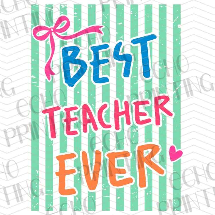 EDCTR 569 - BEST TEACHER EVER GREEN STRIPES