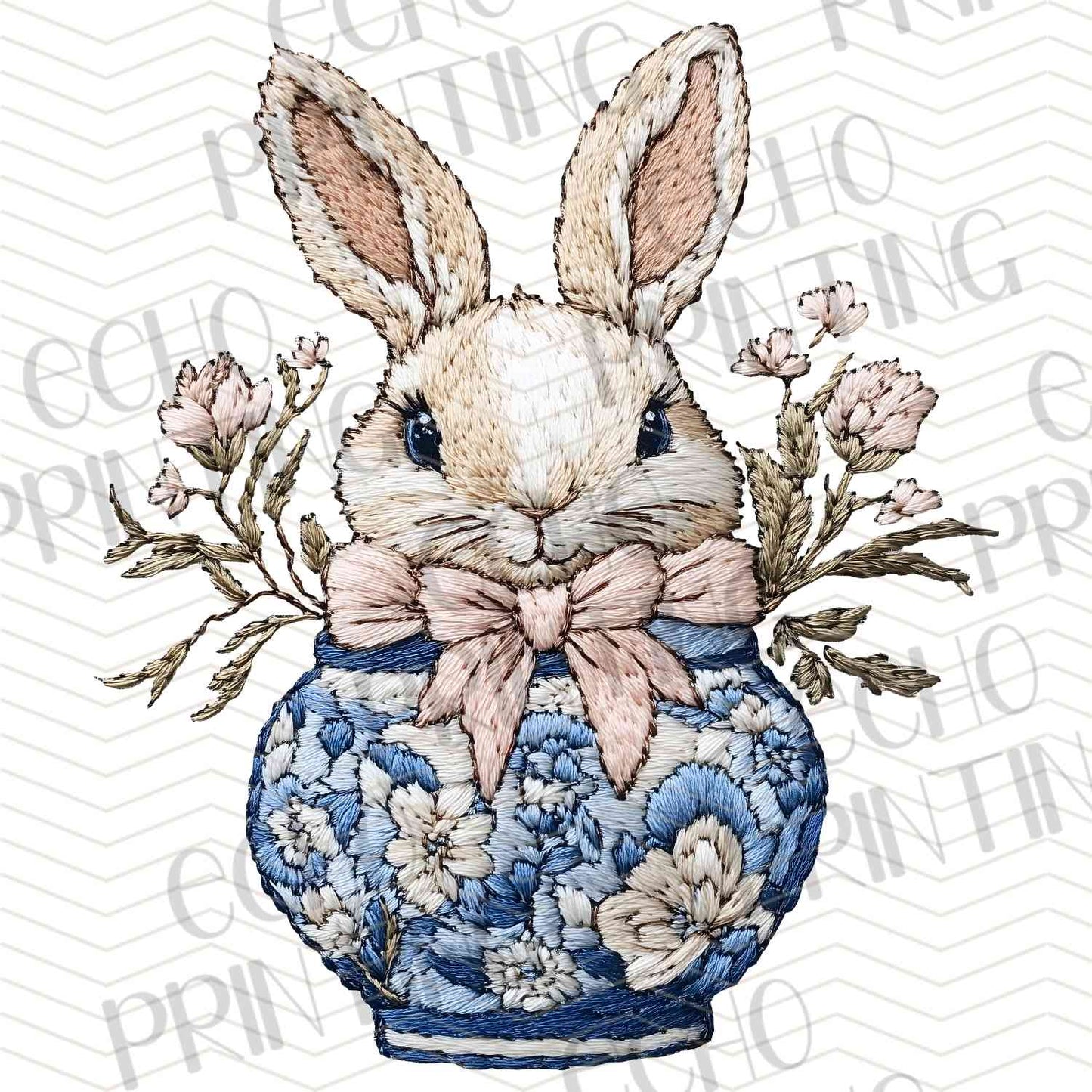ESTRG 127 - BUNNY WITH BLUE FLOWERS