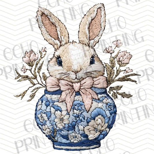 ESTRG 127 - BUNNY WITH BLUE FLOWERS