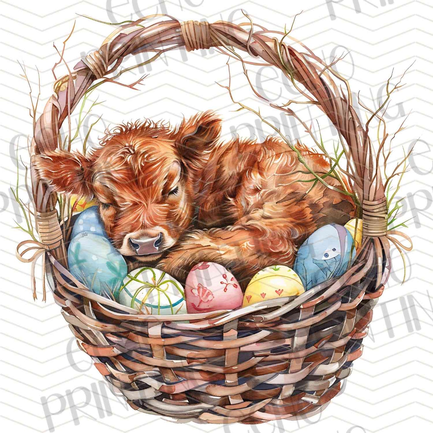ESTRG 285 – HIGHLAND COW EASTER BASKET
