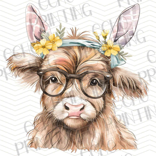 ESTRG 292 – HIGHLAND COW GLASSES FLOWERS