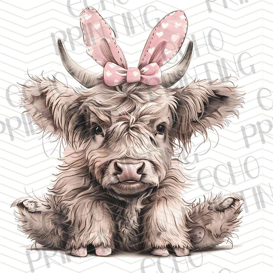 ESTRG 295 – GRAY HIGHLAND COW BUNNY EARS
