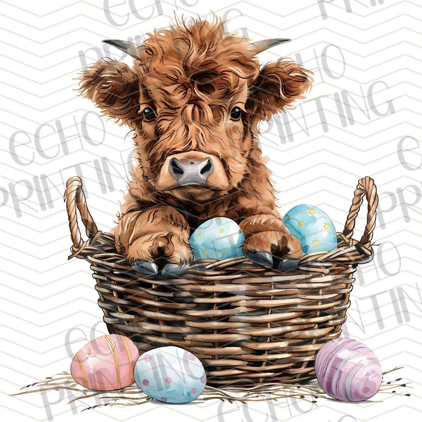 ESTRG 296 – HIGHLAND COW IN BASKET