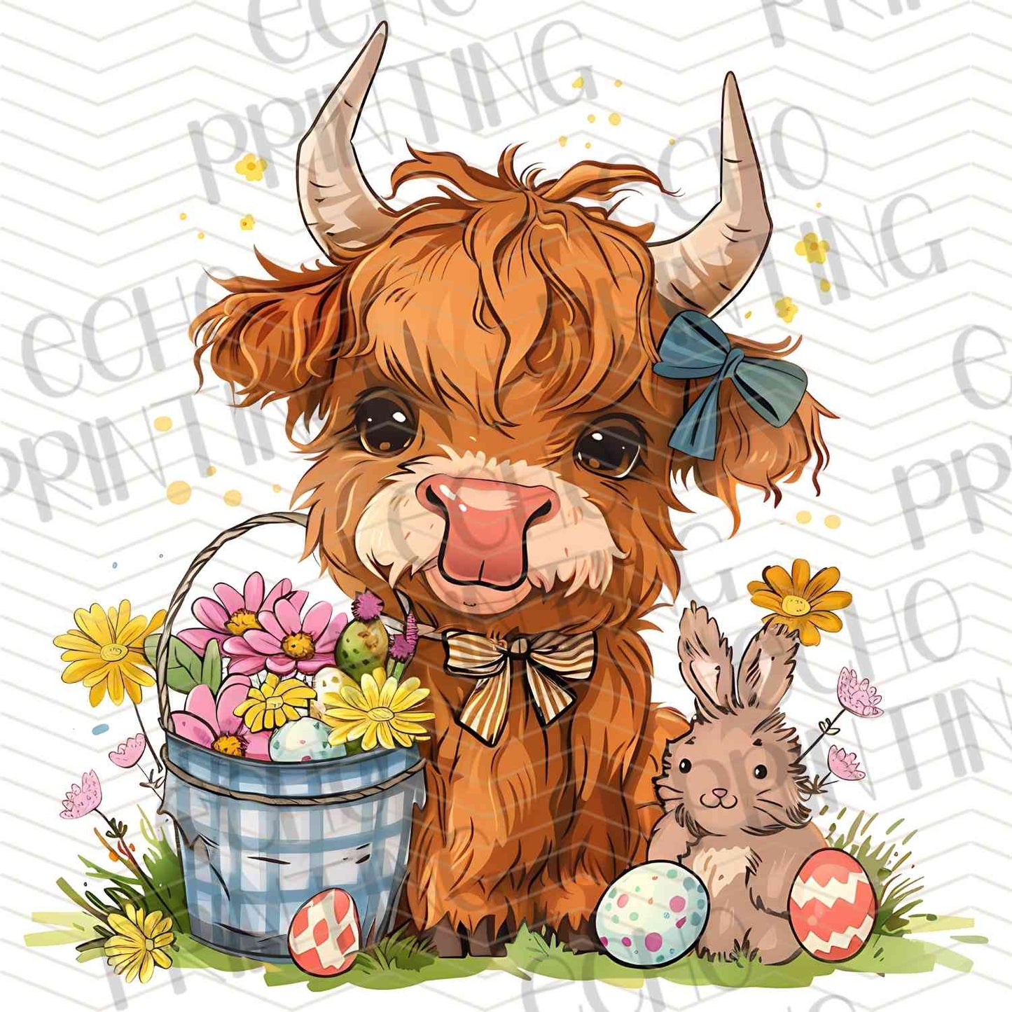 ESTRG 302 – HIGHLAND COW FLOWER BASKET