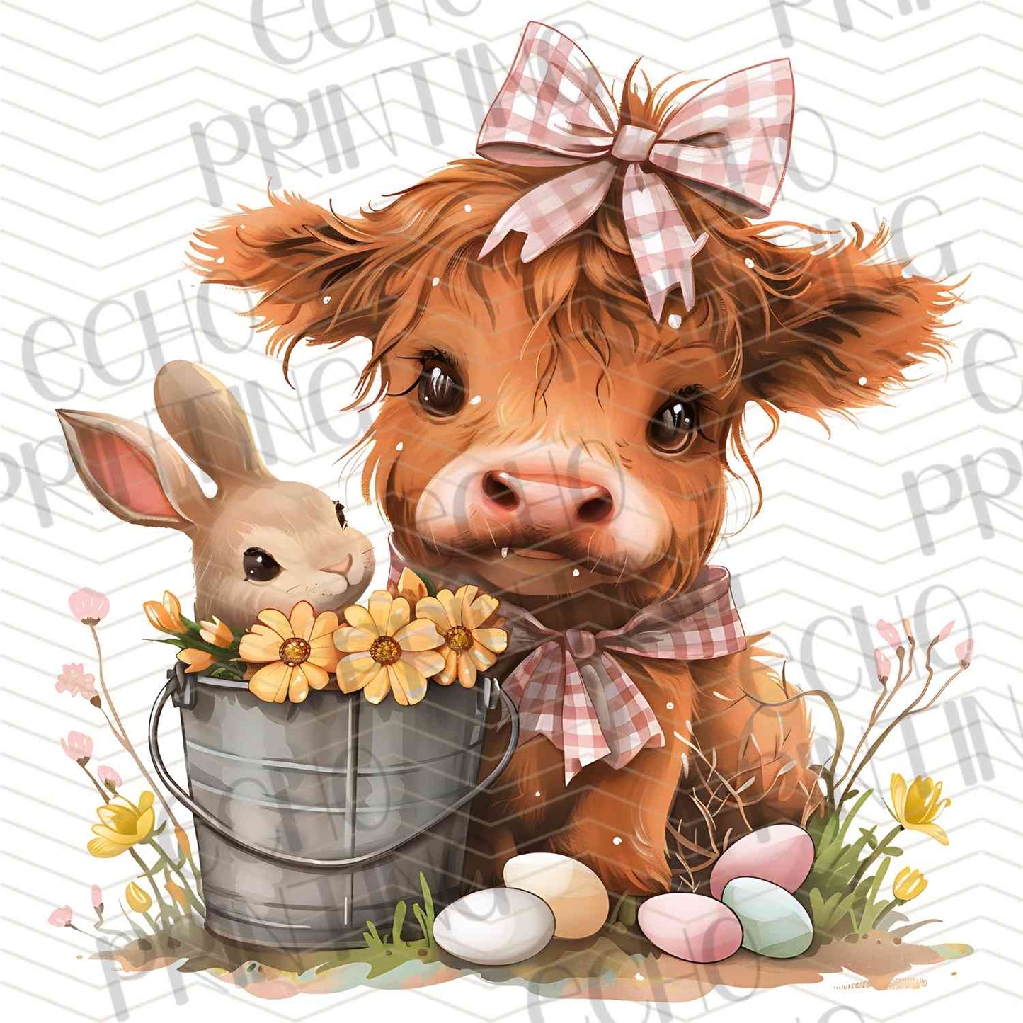 ESTRG 306 – HIGHLAND COW BUNNY BASKET