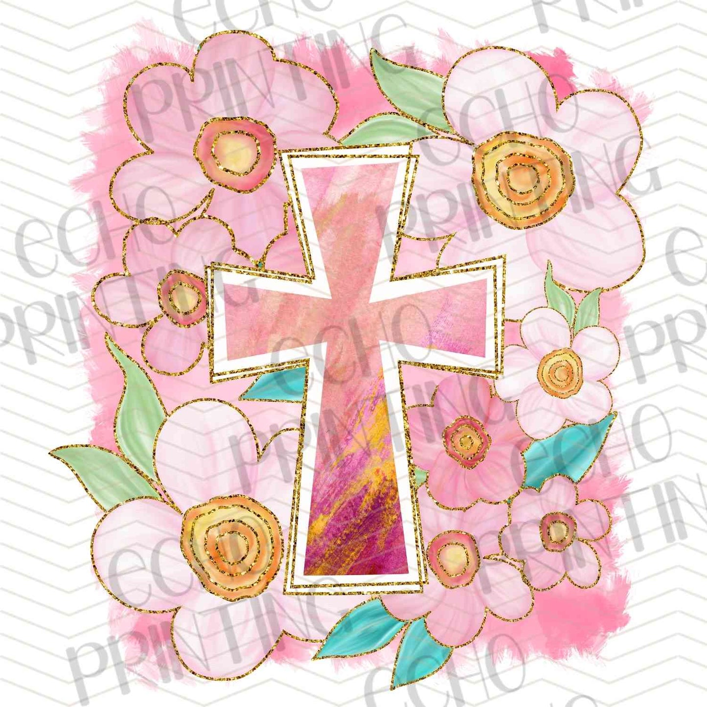 ESTRG 418 – PINK FLORAL CROSS
