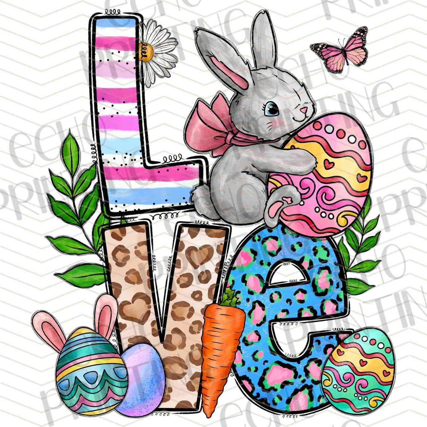 ESTRG 716 - LOVE EASTER BUNNY FLORAL