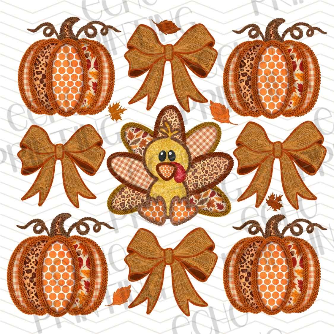 FLTK 1002 - TURKEY AND PUMPKIN BOWS