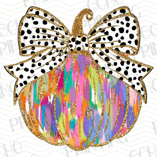 FLTK 115 – GLITTER PUMPKIN WITH GOLD BOW