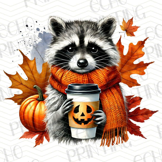 FLTK 118 – RACCOON WITH COFFEE AND LEAVES