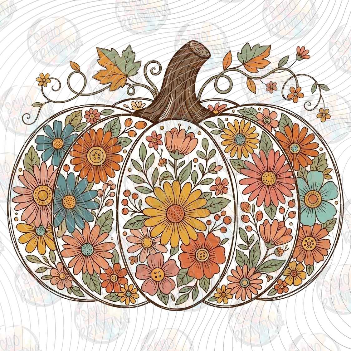 FLTK 1199 - FLORAL PUMPKIN MANDALA ART