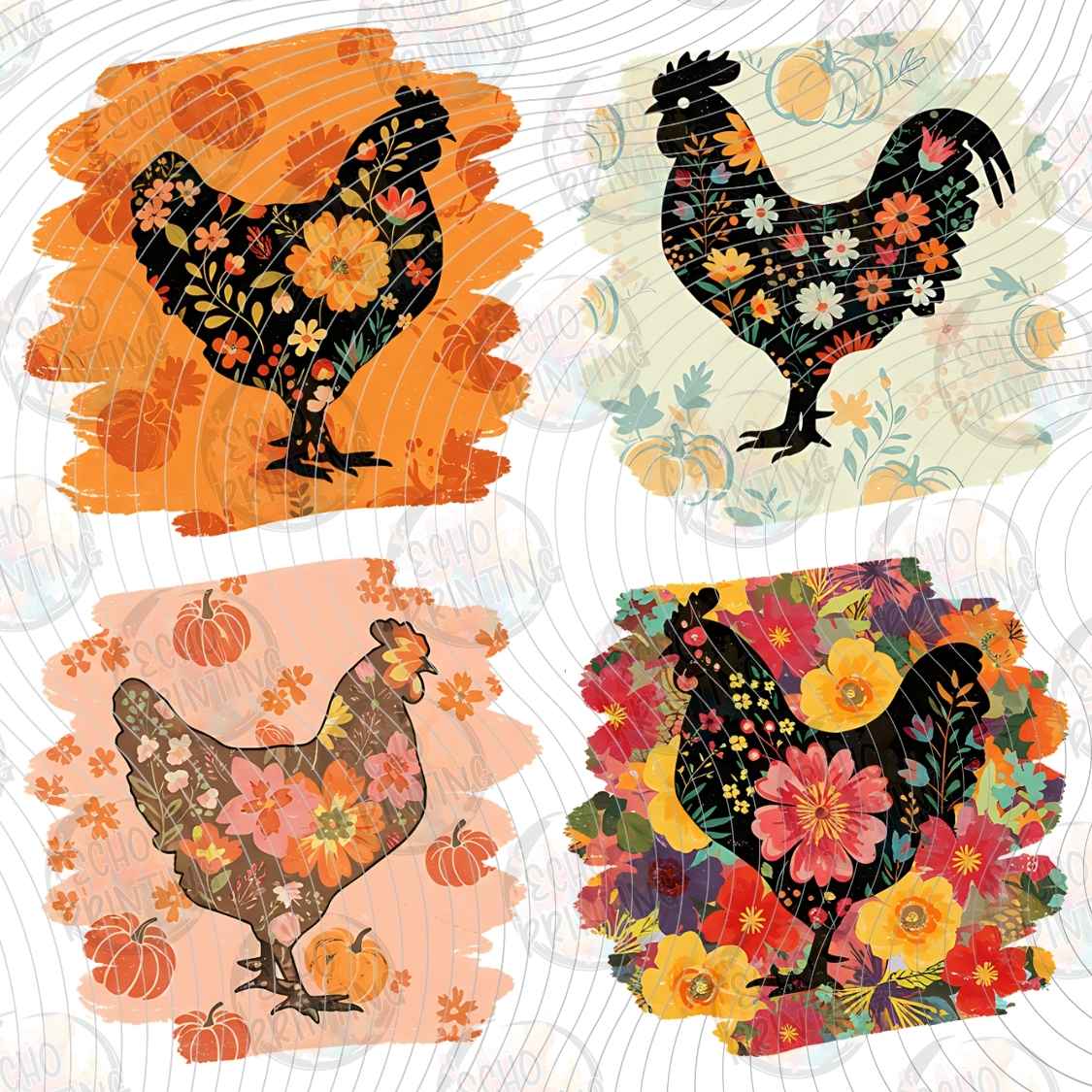 FLTK 1304 - AUTUMN CHICKEN PATCHWORK COLLAGE