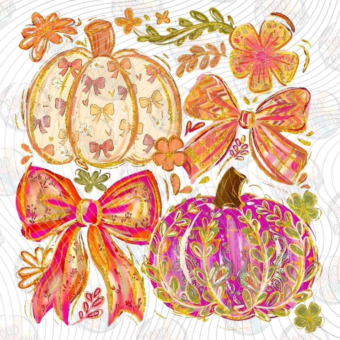 FLTK 1308 - PUMPKIN BOW AUTUMN COLLAGE