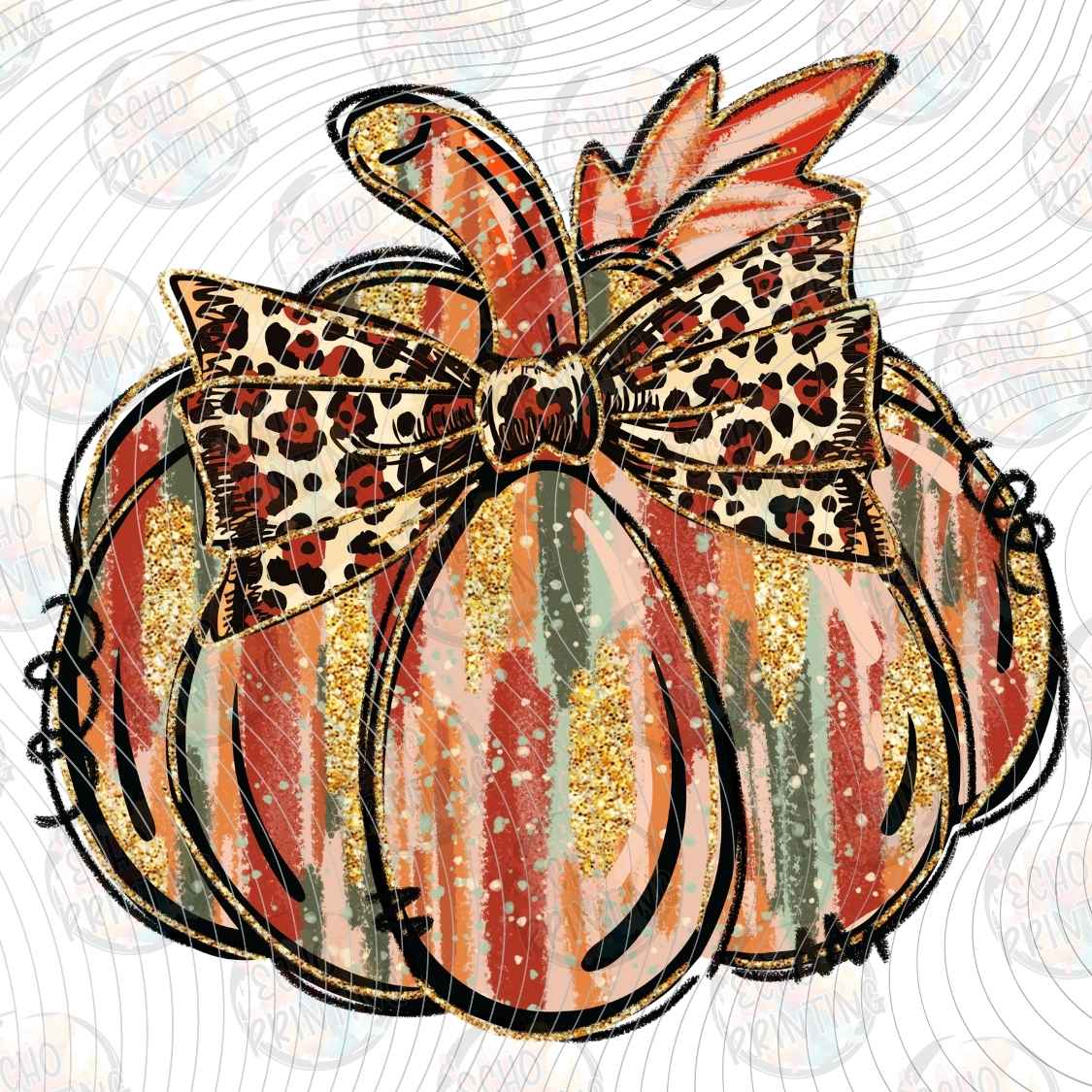 FLTK 1532 - LEOPARD PUMPKIN BOW