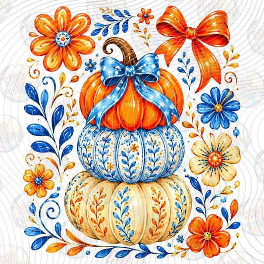 FLTK 1612 - BLUE PUMPKIN AUTUMN BOW