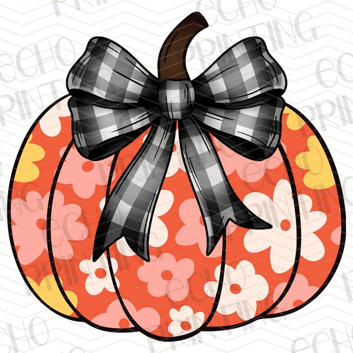 FLTK 197 – FLORAL PUMPKIN WITH BLACK BOW