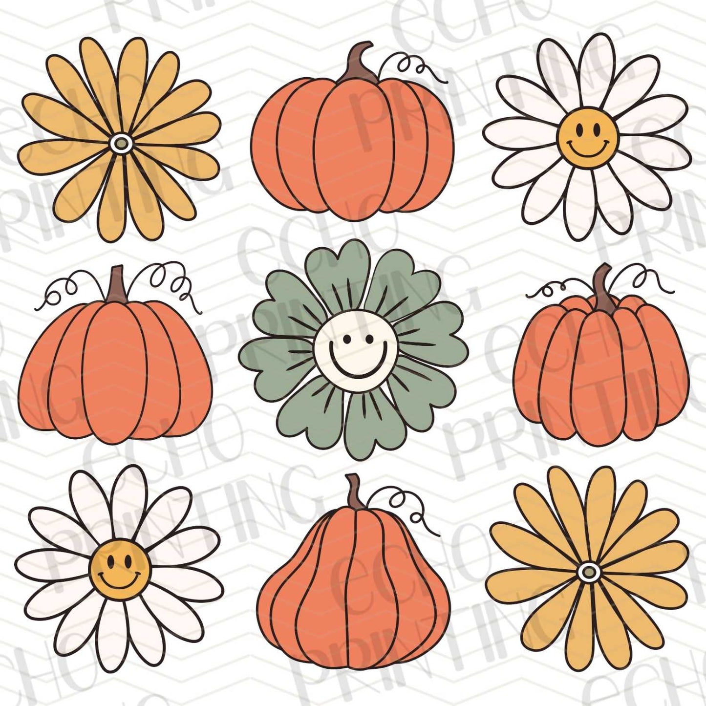 FLTK 199 – FALL DAISY AND PUMPKIN CUTE PATTERN