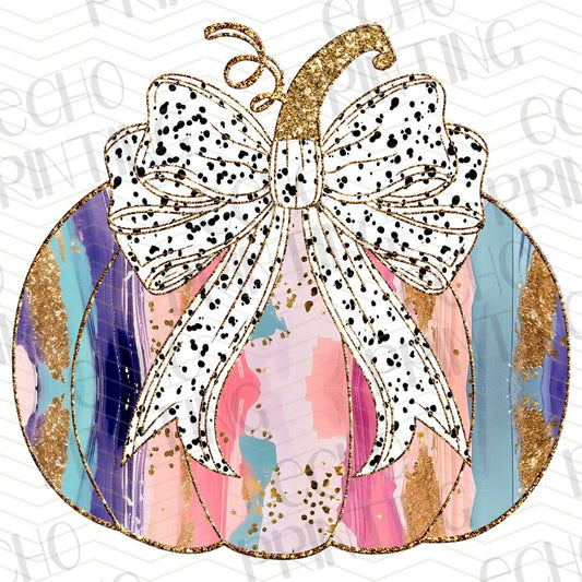 FLTK 230 – DISTRESSED PINK BLUE PUMPKIN WITH BOW